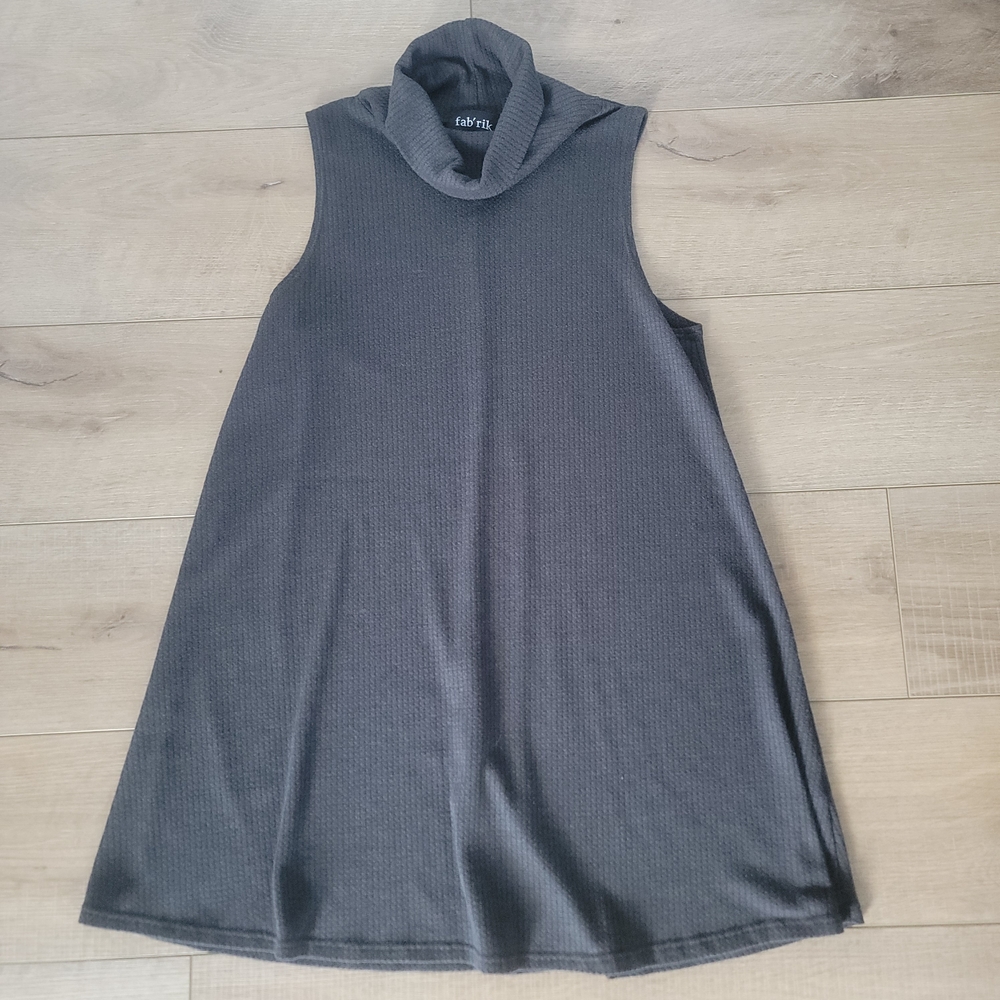 Fab'rik Gray Sleeveless Cowl Neck Shift Mini Dress Tunic Small. Casual Chic